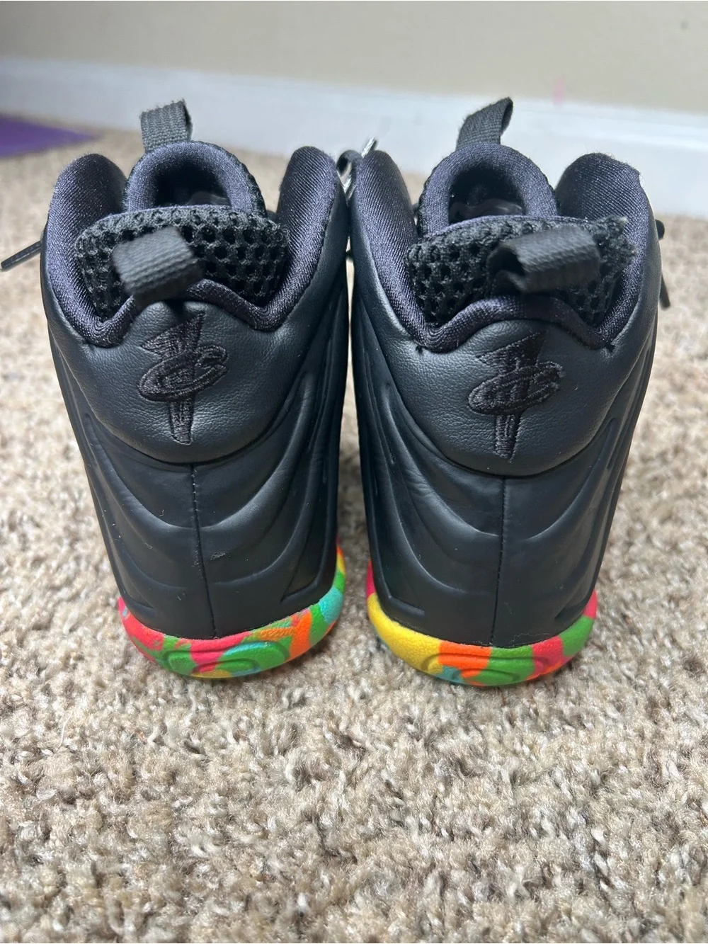 Nike youth Foamposite. Fruity Pebble Black.